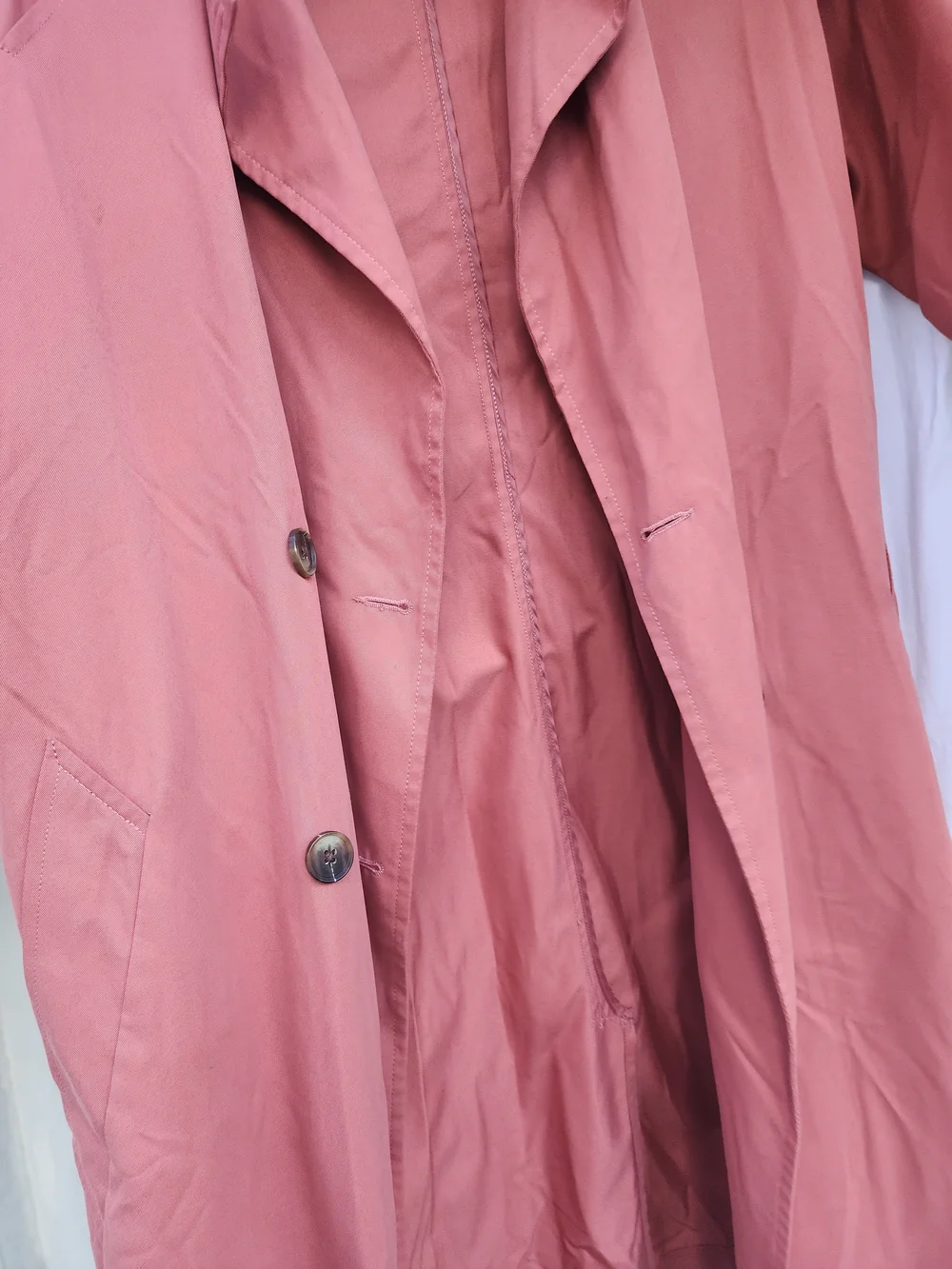 Stradivarius Women's Dusty Rose Double-Breasted Trench Coat - Picture 9 of 10